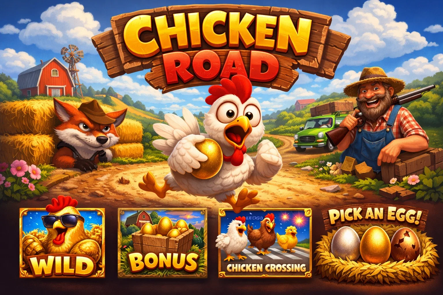 Chicken Road game character moving along the road